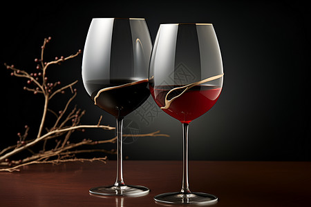 玻璃酒杯中的葡萄酒背景图片