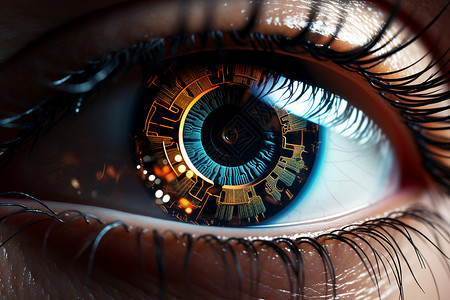 眼睛解剖展示虹膜识别技术的近距离展示设计图片