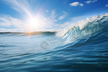 灿烂阳光和海浪高清图片