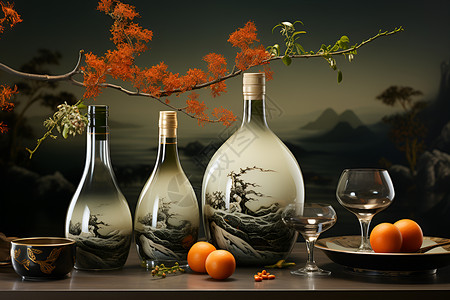 花瓶形状的酒坛背景图片