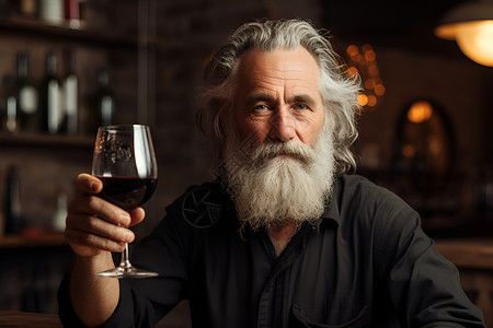胡须老人喝酒背景图片