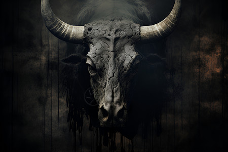 黑暗中的水牛背景图片