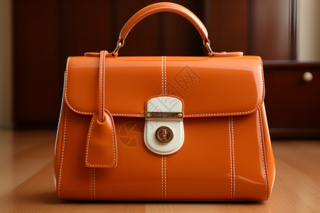 精致时尚的橙色手提包背景图片