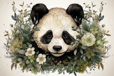 可爱萌宠的熊猫插图背景图片