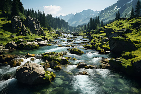 静谧山间风景背景图片