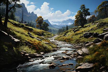山间溪流的魅力背景图片
