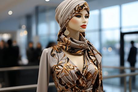 丝巾模特模特肩上的丝绸丝巾背景