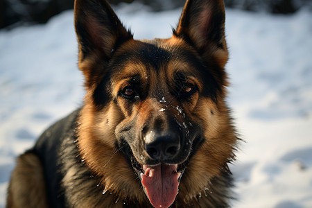 雪地上的牧羊犬高清图片