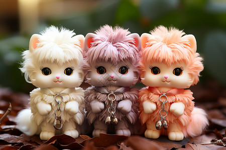 清新可爱的小猫咪三人组背景图片