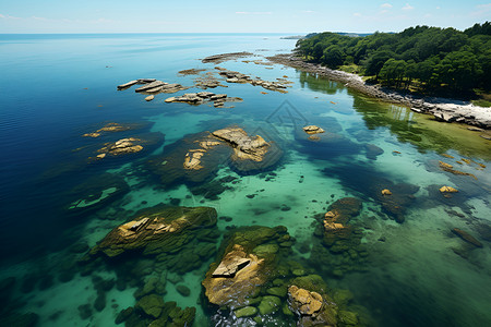 宁静海湾的仰视高度背景图片