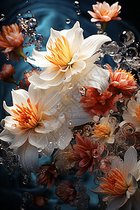 水下艳丽花朵背景图片