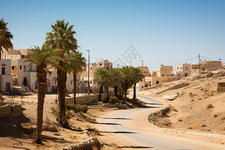 沙漠中的小路背景图片