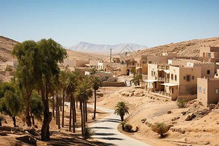 沙漠村庄背景图片