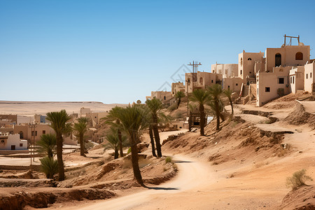 沙漠中的建筑背景图片