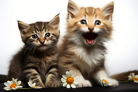坐在一起的小猫咪背景图片