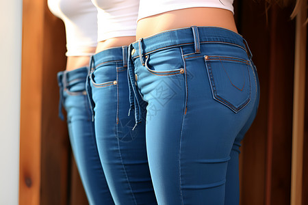 时尚的蓝色牛仔裤背景图片