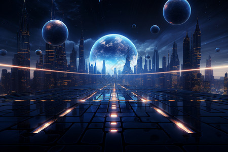 未来派的二进制代码城市背景背景图片