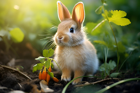萌萌的小兔子背景图片