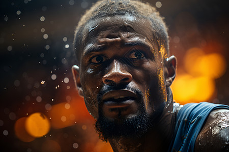 挥散汗水的篮球运动员背景图片