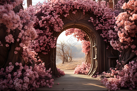 浪漫的拱门走道背景图片