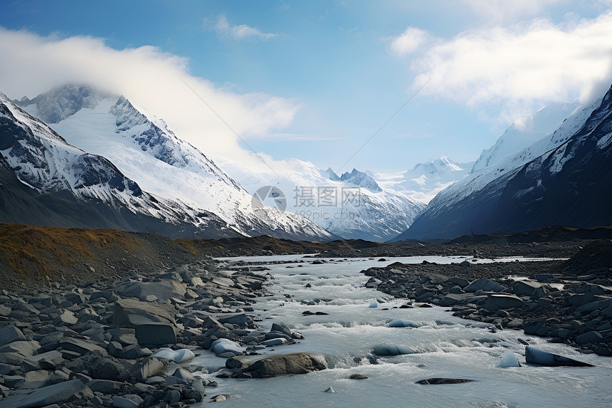 美丽的雪山山谷景观图片