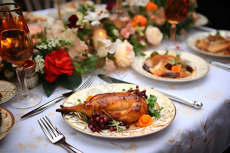 美食盛宴的聚餐背景图片