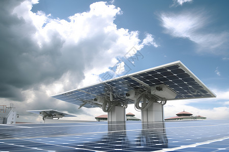 新能源发电的太阳能光伏板背景图片