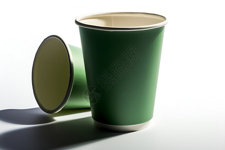 简约的绿色纸杯背景图片
