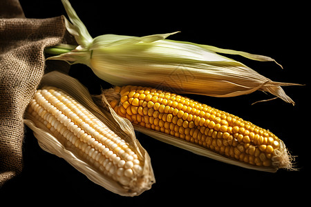 黑色背景中的玉米背景图片