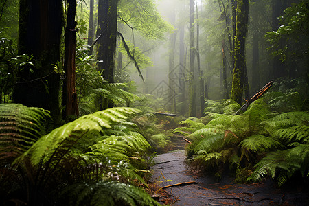 丛林探险的迷雾森林背景图片