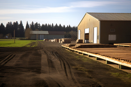 农场农作物存储的库房背景图片