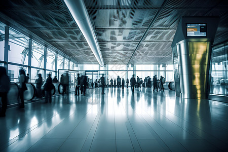 旅客出行的机场大厅背景图片