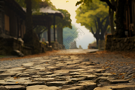 古老的石子路背景图片