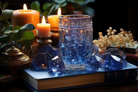 书籍上面的蓝色水晶背景图片