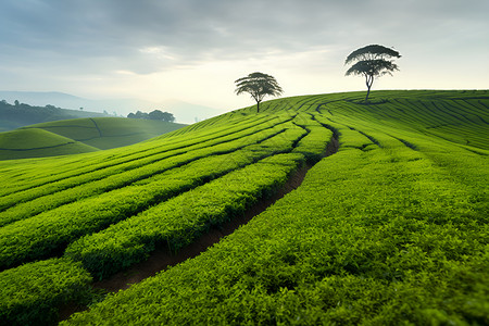 茂密的茶山背景图片