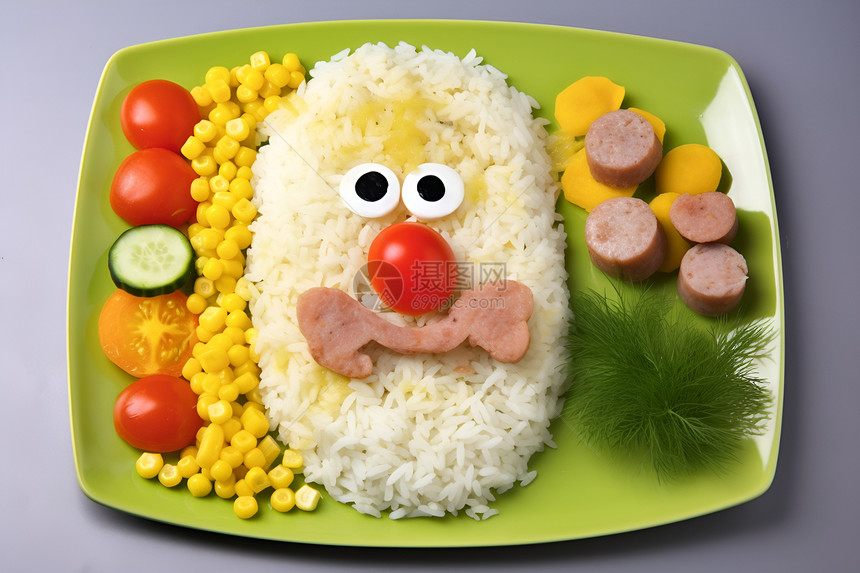 蔬菜和米饭的笑脸图片