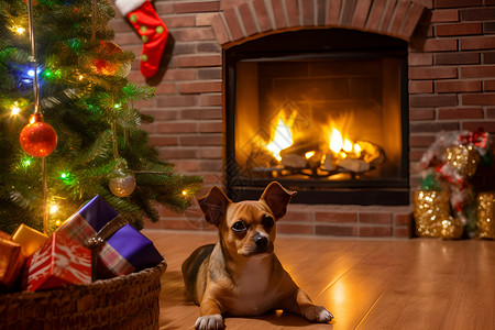 庆祝圣诞节的宠物狗狗背景图片