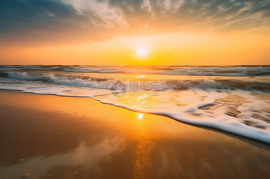 日出海洋的美丽景观图片