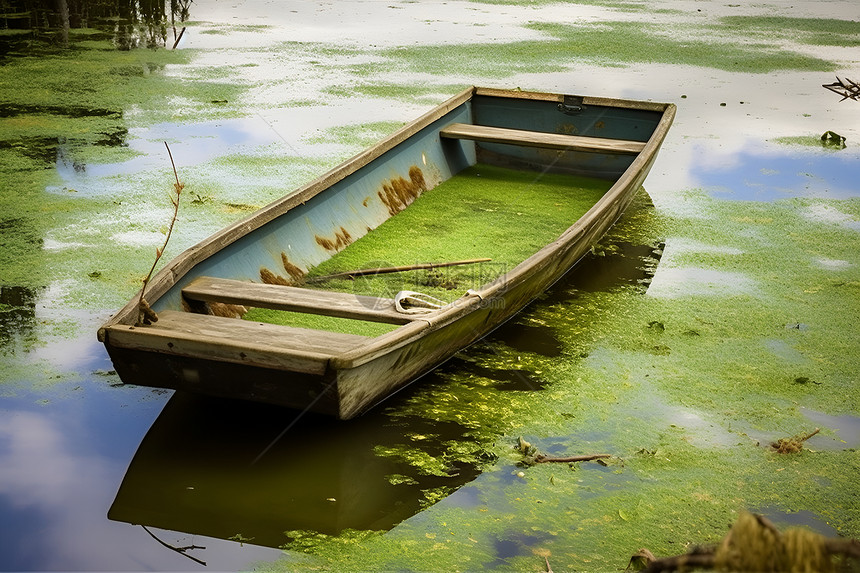 湖泊中飘荡的船只图片