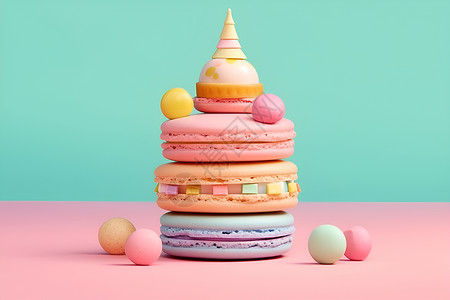 甜蜜梦幻的马卡龙甜品背景图片