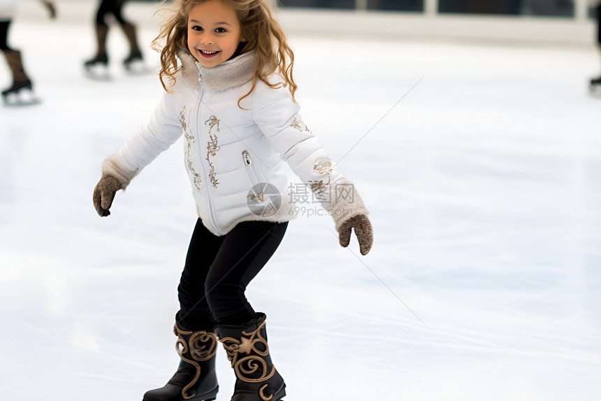 欢乐滑冰的小女孩图片