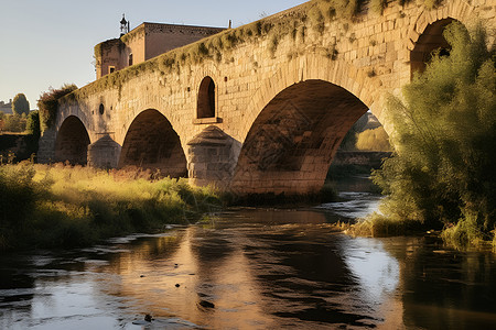 河中的一座桥背景图片