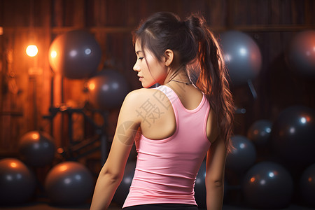 健身运动的亚洲女子背景图片