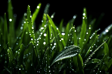 草叶上的水滴背景图片
