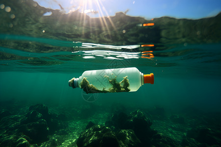 塑料海底海底的瓶子塑料瓶背景