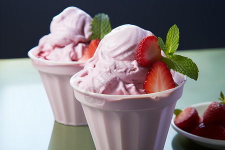 草莓冰淇淋甜点背景图片