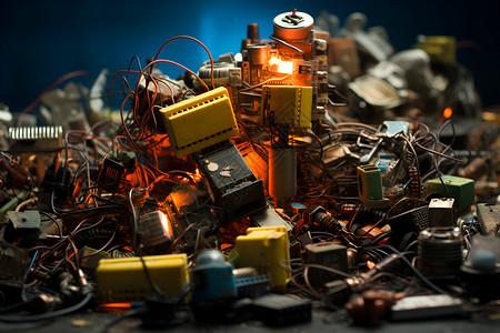回收站电子废弃物的堆积背景