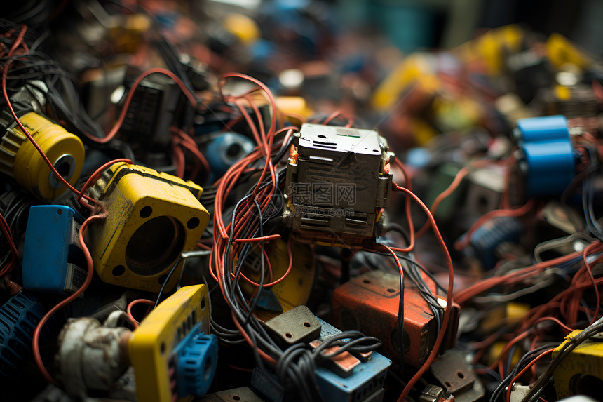 堆积成山的废弃电子设备图片