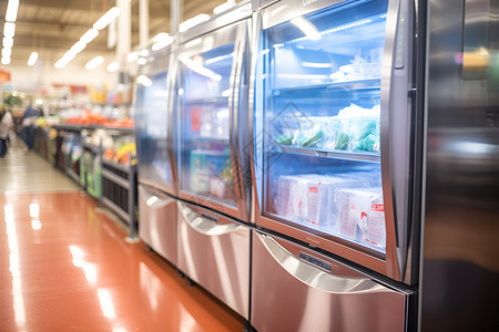 食物满满的冰箱超市背景图片