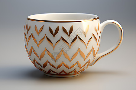 金色花纹的陶瓷杯背景图片